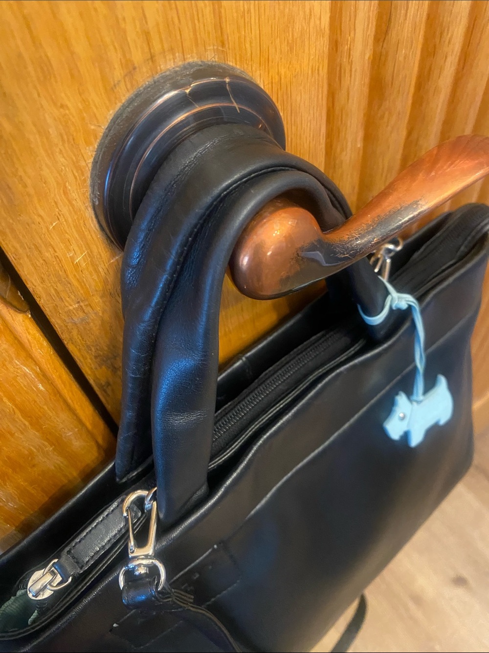 RADLEY London Black Leather Long Strap Top Handle Handbag, Radley Leather Bag - Picture 4 of 12